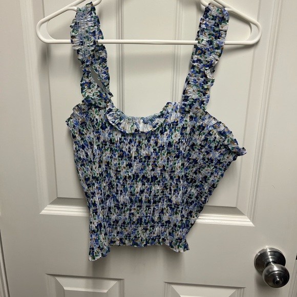 Veronica Beard Smocked Cropped Tank Top - Picture 3 of 5